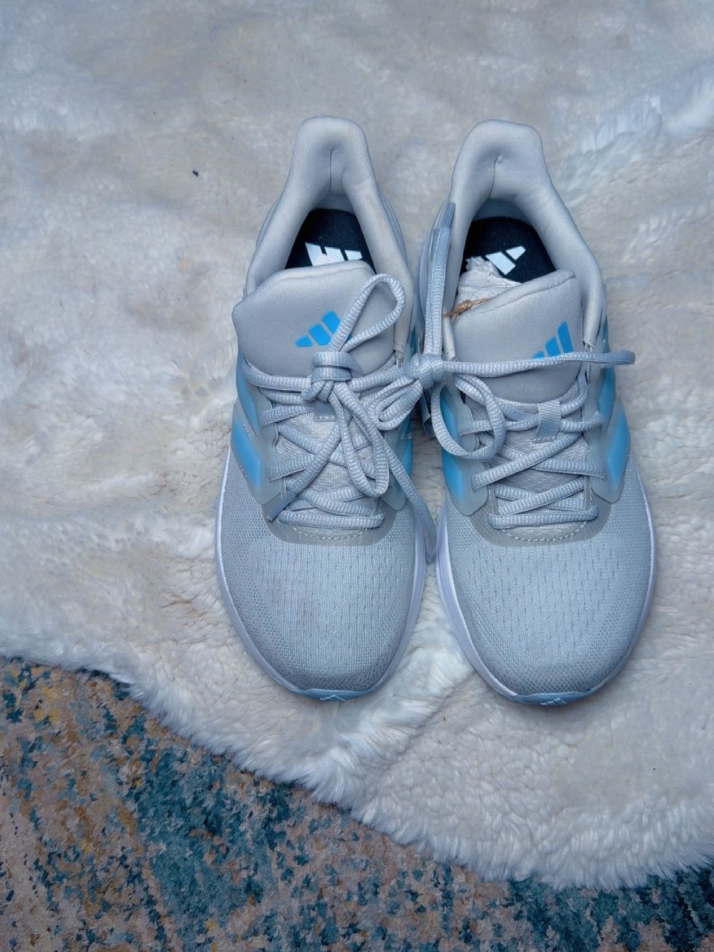 adidas Kids Gray Sneakers with Light Blue Accents